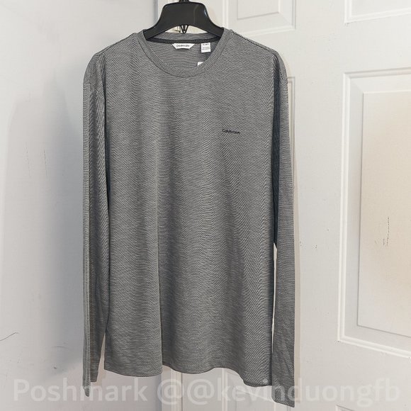 Calvin Klein Men's Long Sleeve Crew‎ Neck Textured Shirt - Picture 1 of 4